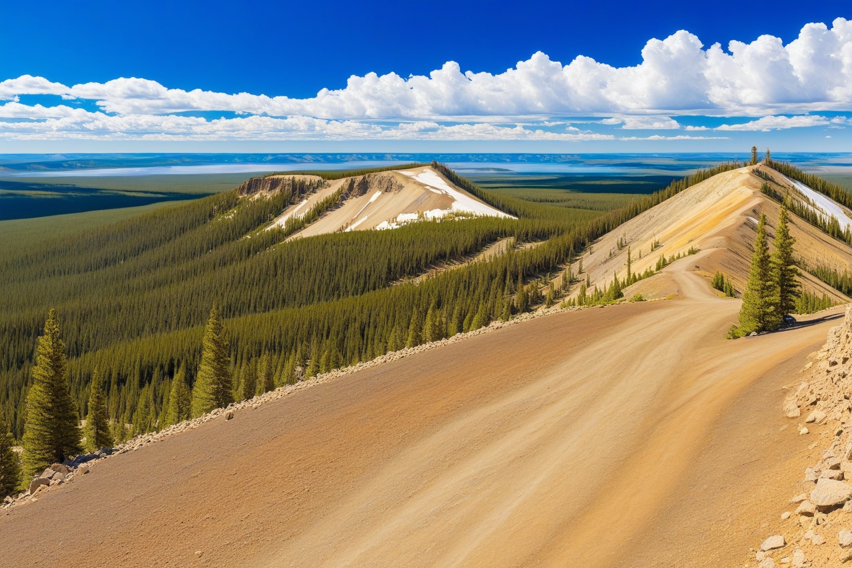 ((Hyper-Realistic)) detailed scene of Mount Washburn Summit \(wash9urn\) in Yellowstone,  summit at eye level,  outdoors o...