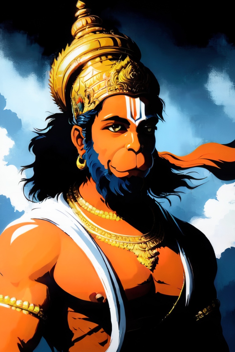 hanumanji art,  Create a minimalist yet captivating vector art representation of Hanumanji,  the revered Hindu deity known...