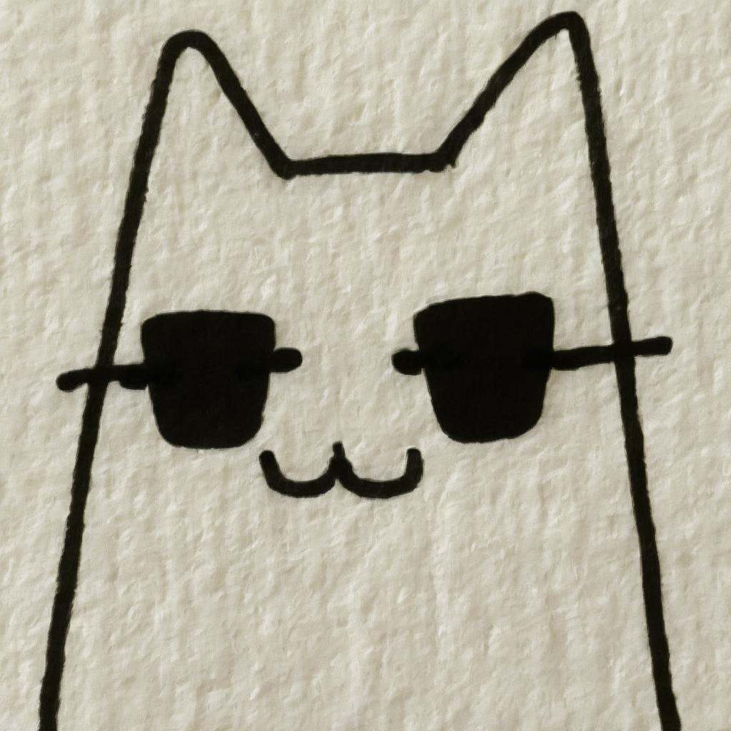 A drawing ofcat wearing sunglasses,  ,  doodle on Tensor.Art