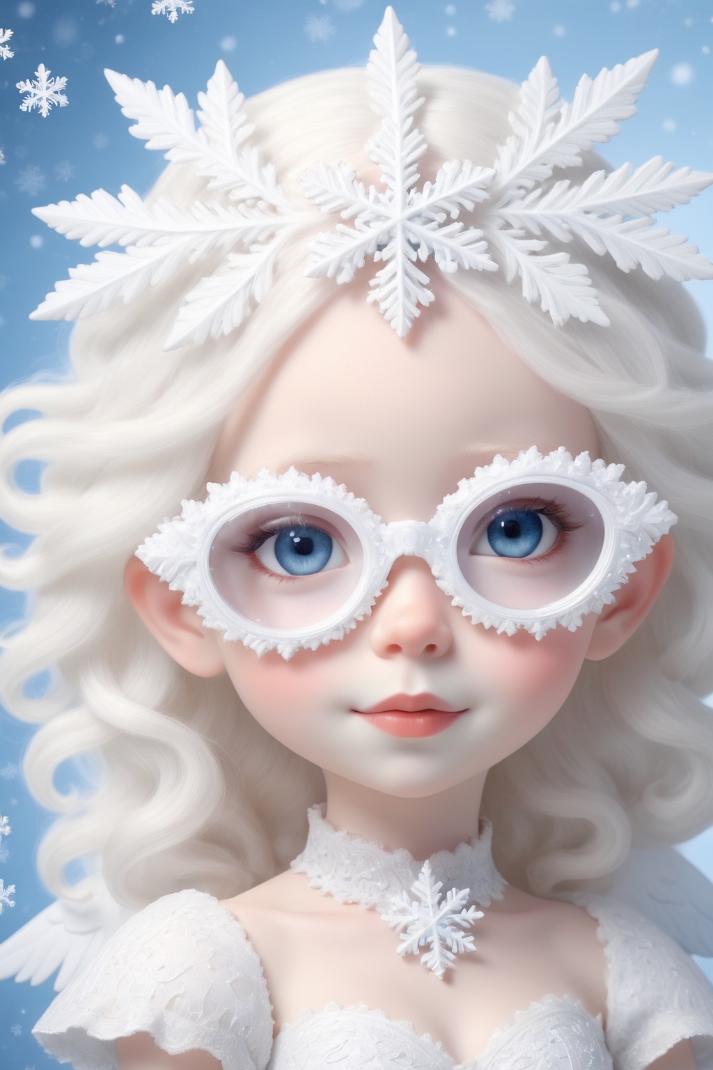 (Photorealistic Stick: 1.2),  Sharp focus,  (wearing snowflake glasses) on Tensor.Art