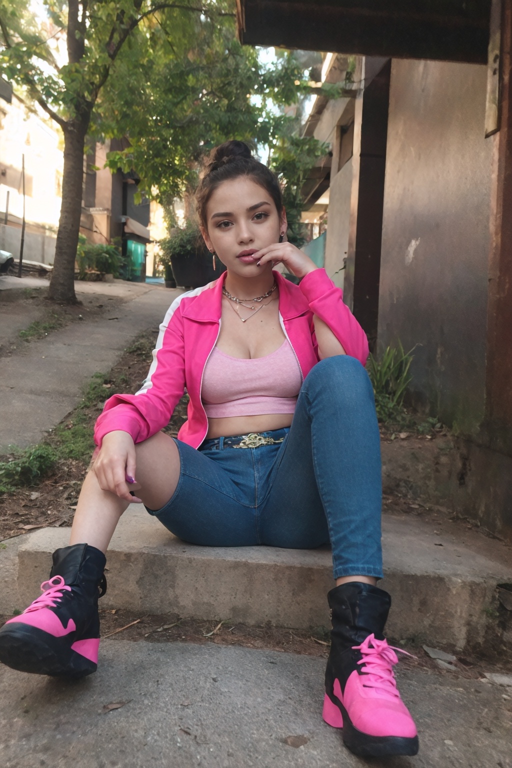1girl,  double_bun,  sitting on Tensor.Art