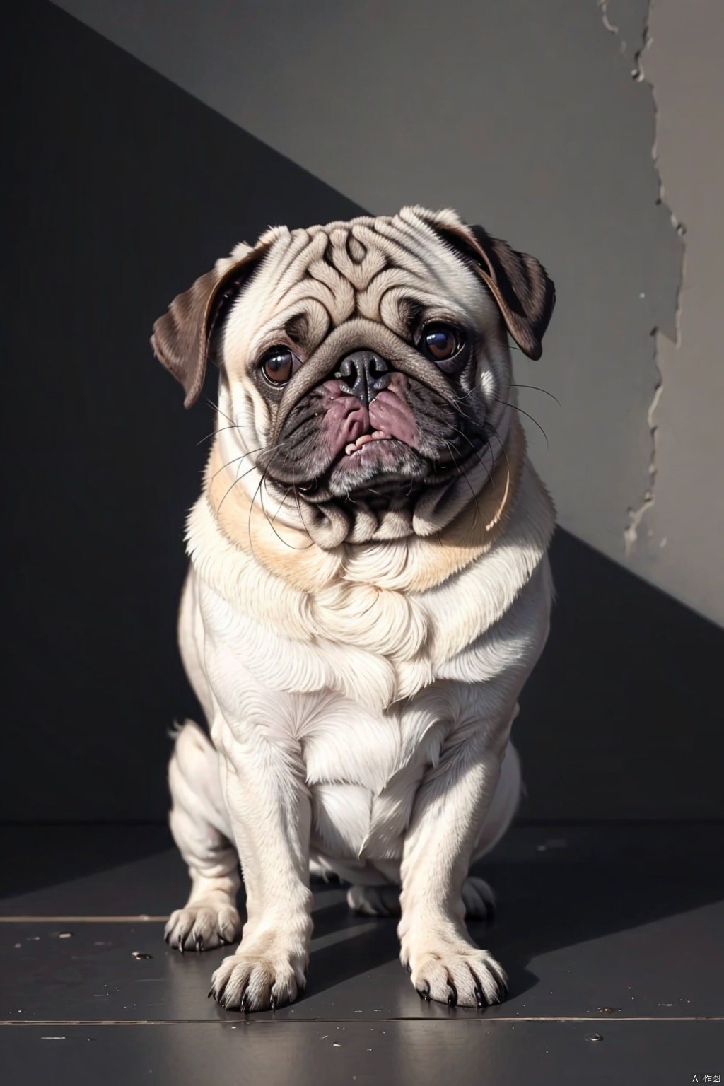  absurdres,absurdres,realistic,(full_shot:1.8), solo, Dog_pug,