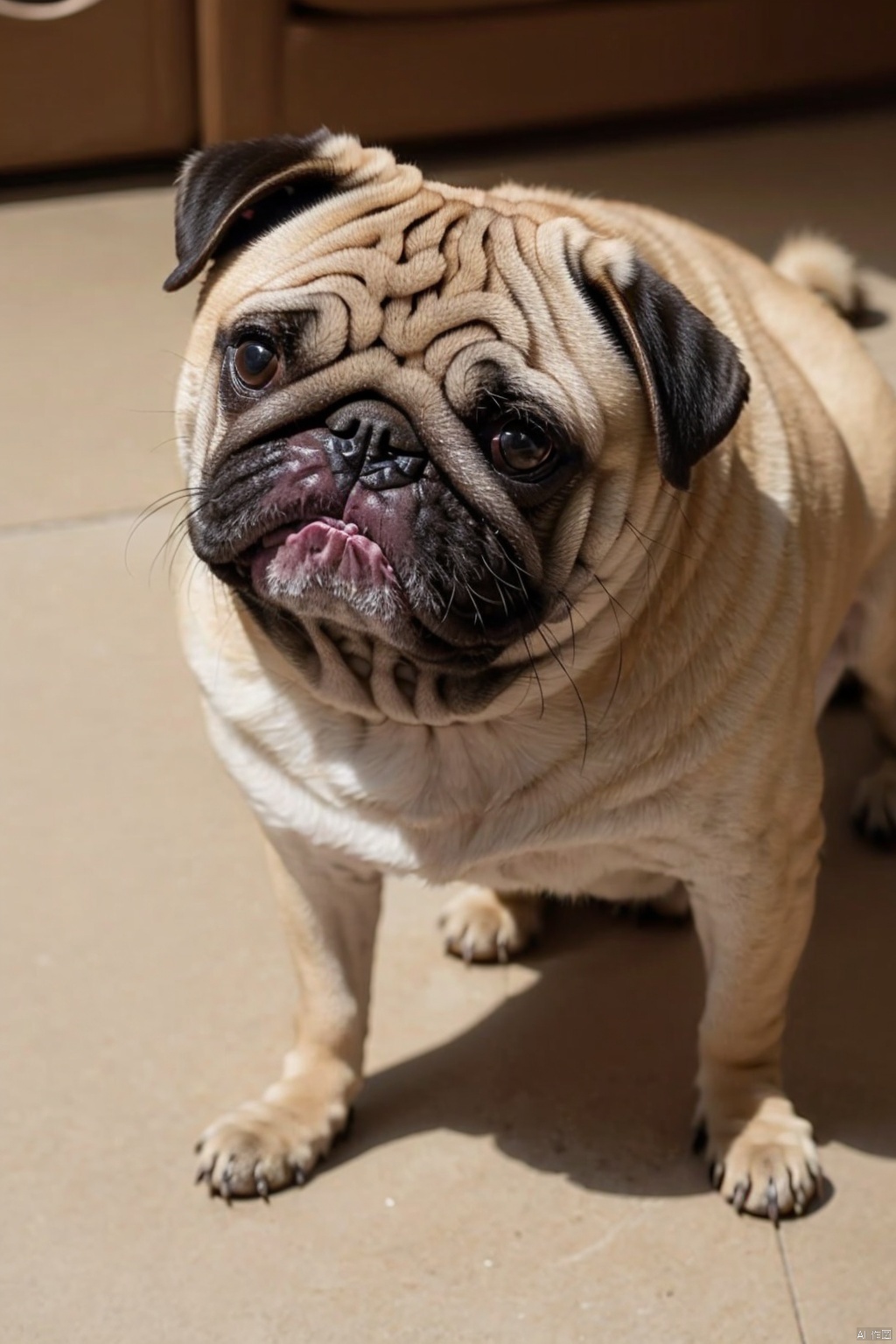  absurdres,absurdres,realistic,(full_shot:1.8), solo, Dog_pug,