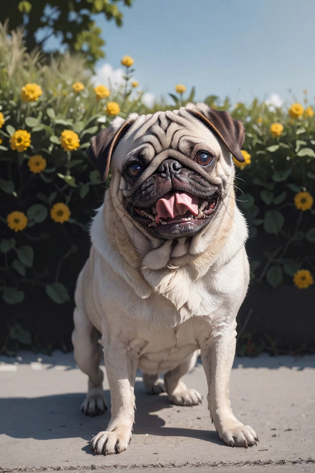  absurdres,absurdres,realistic,(full_shot:1.8), solo, Dog_pug,