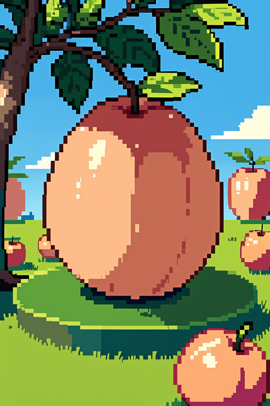 Orchard,  big peach,  blue sky on Tensor.Art