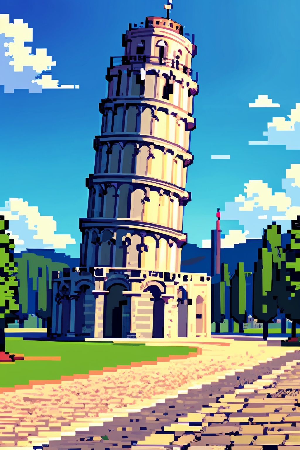 Italy,  Leaning Tower of Pisa,  blue sky on Tensor.Art