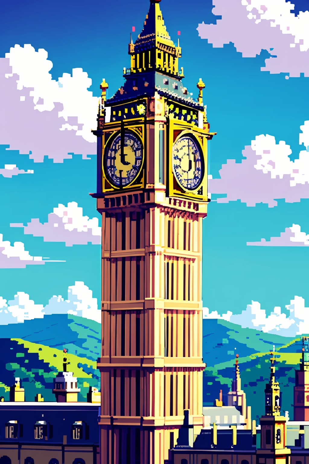 England,  Big Ben,  blue sky on Tensor.Art