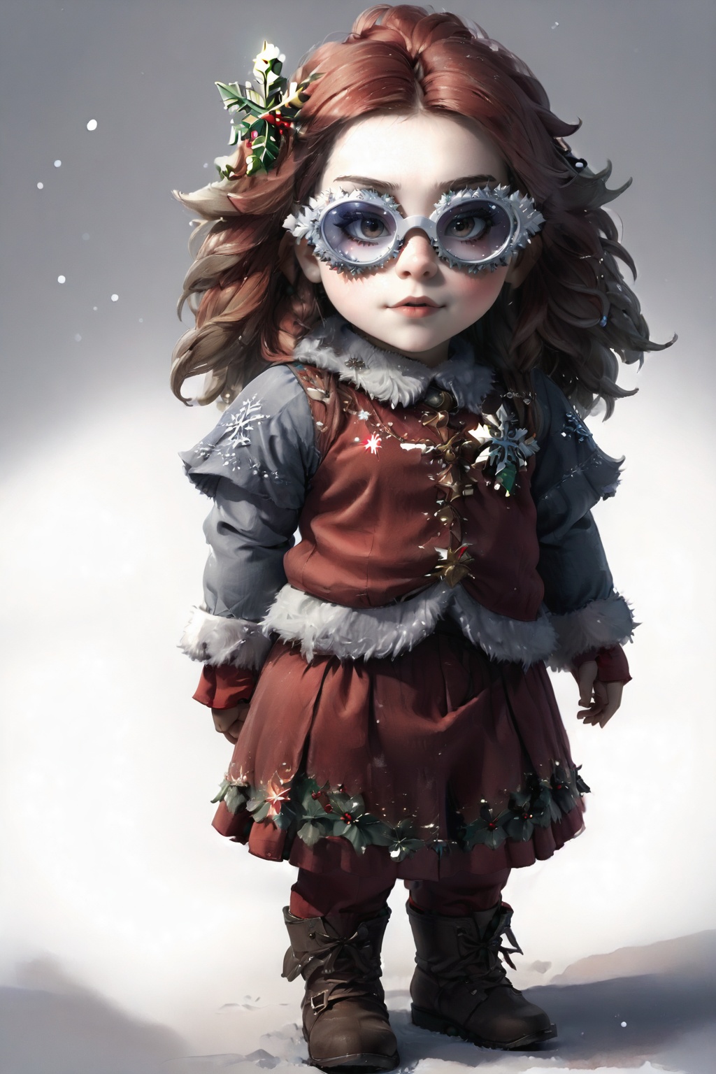 portrait of dwarf **** girl with christmas red dwarf clothes,  full shot (FS),  ((full body with legs)) on Tensor.Art