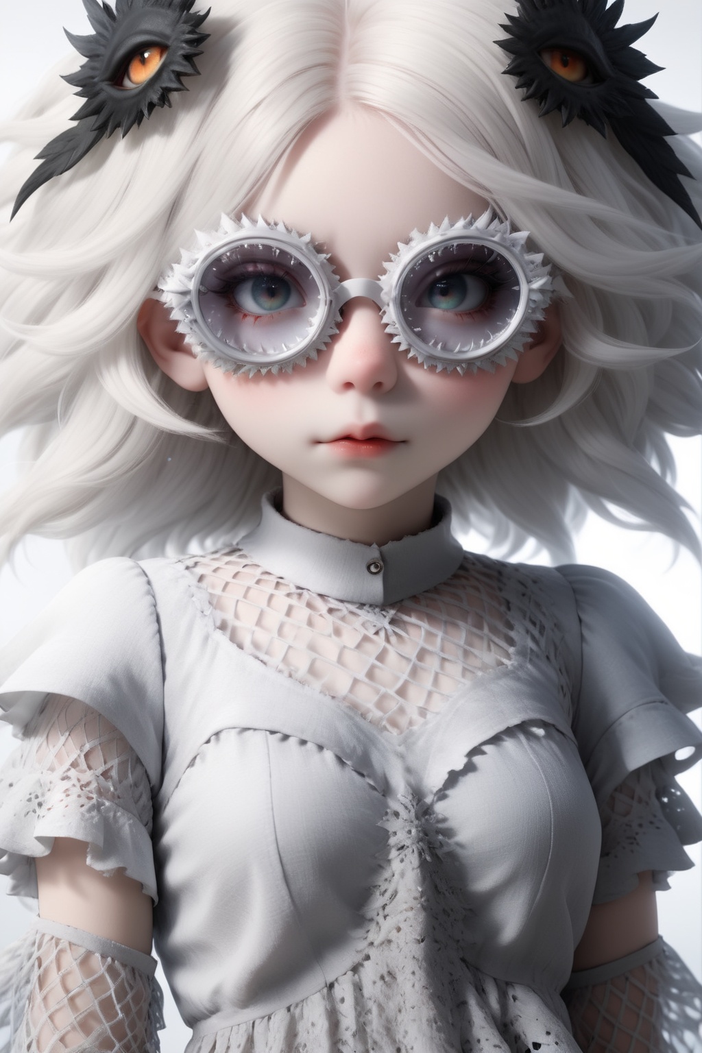 1 girl,  (masterful),  albino demon girl with lethargic sleepy smokey eyes on Tensor.Art