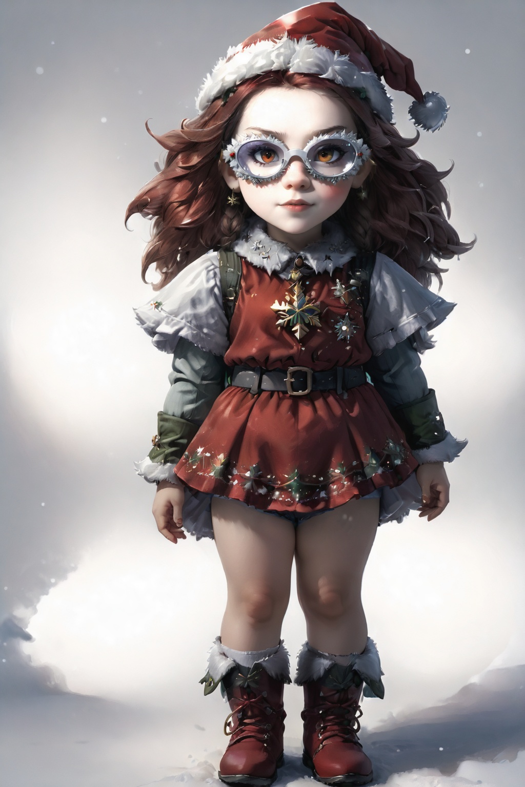 portrait of dwarf **** girl with christmas red dwarf clothes,  full shot (FS),  ((full body with legs)) on Tensor.Art