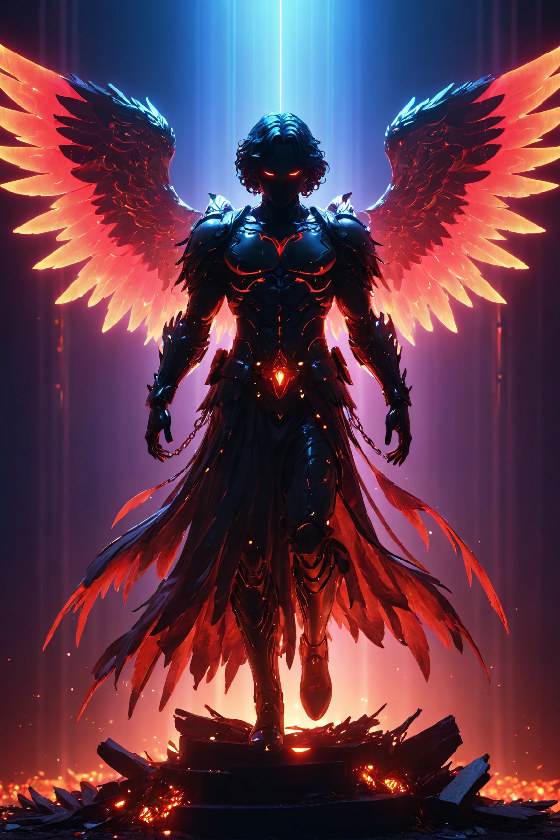 ultra-detailed,  dark silhouette of a rotten archangel man,  ghostly figure on Tensor.Art