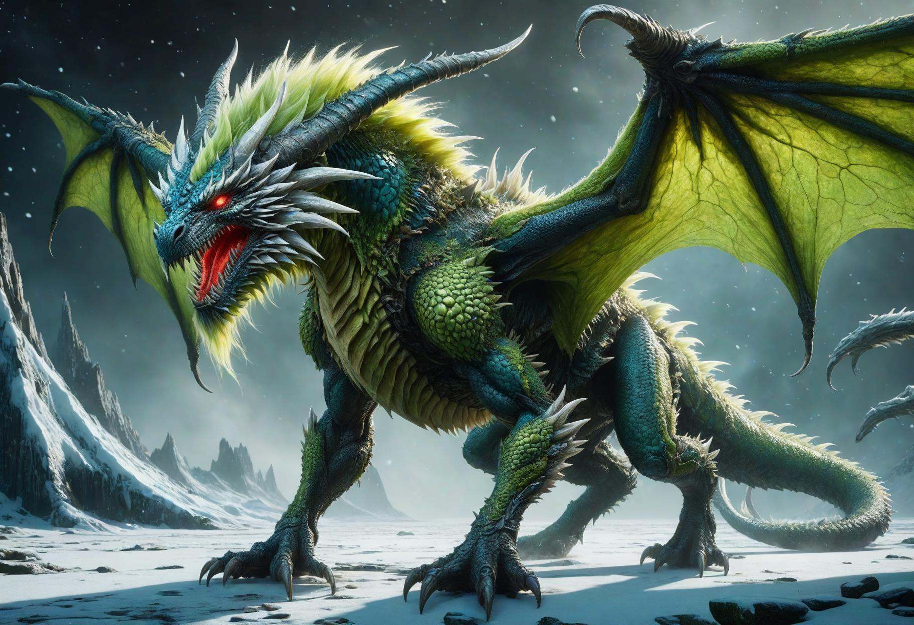 awesome quality,  dynamic,  DonMDr4g0nXL dragon from behind by DonMischo on Tensor.Art