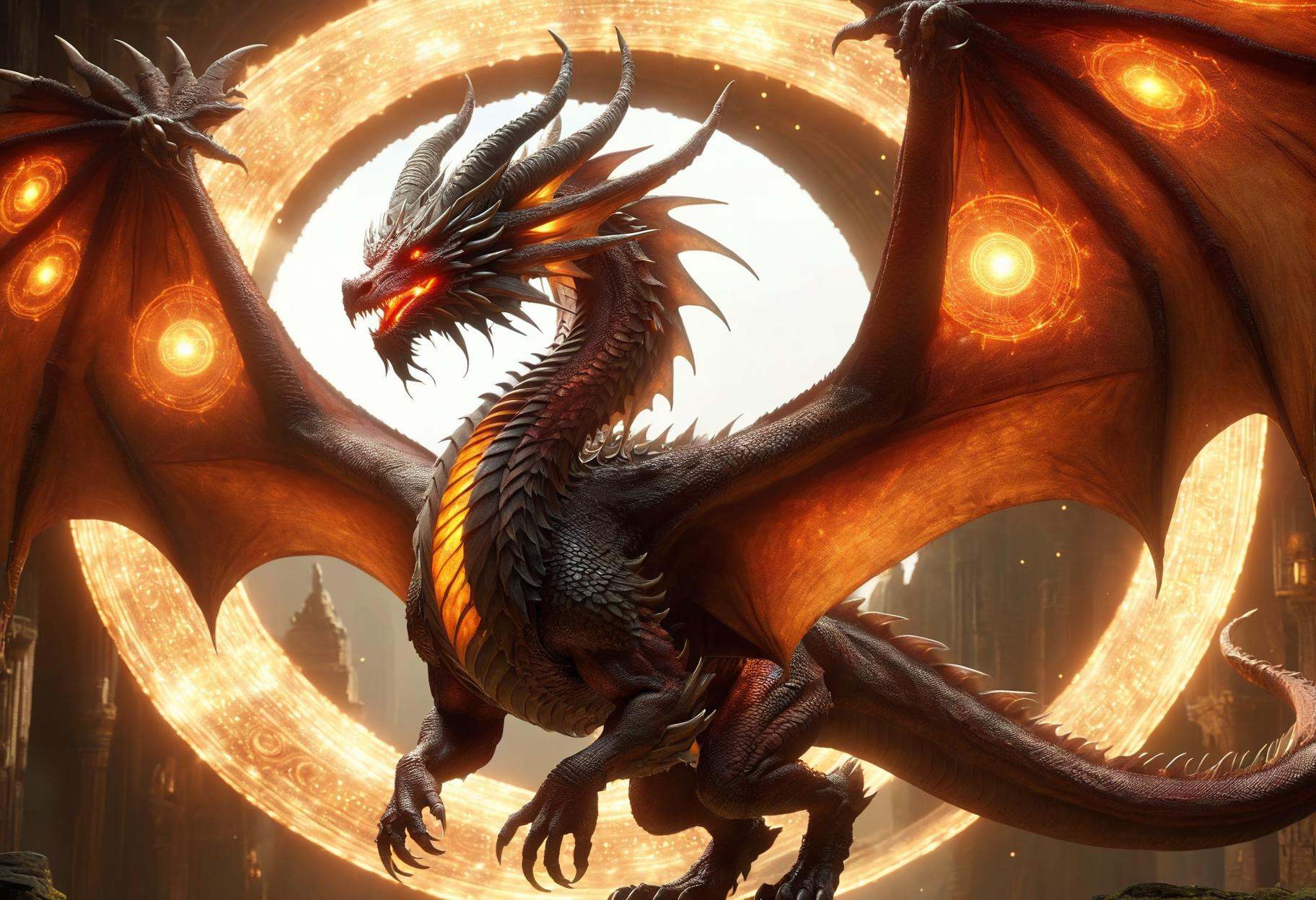 awesome quality,  dynamic,  DonMDr4g0nXL dragon from behind by DonMischo on Tensor.Art