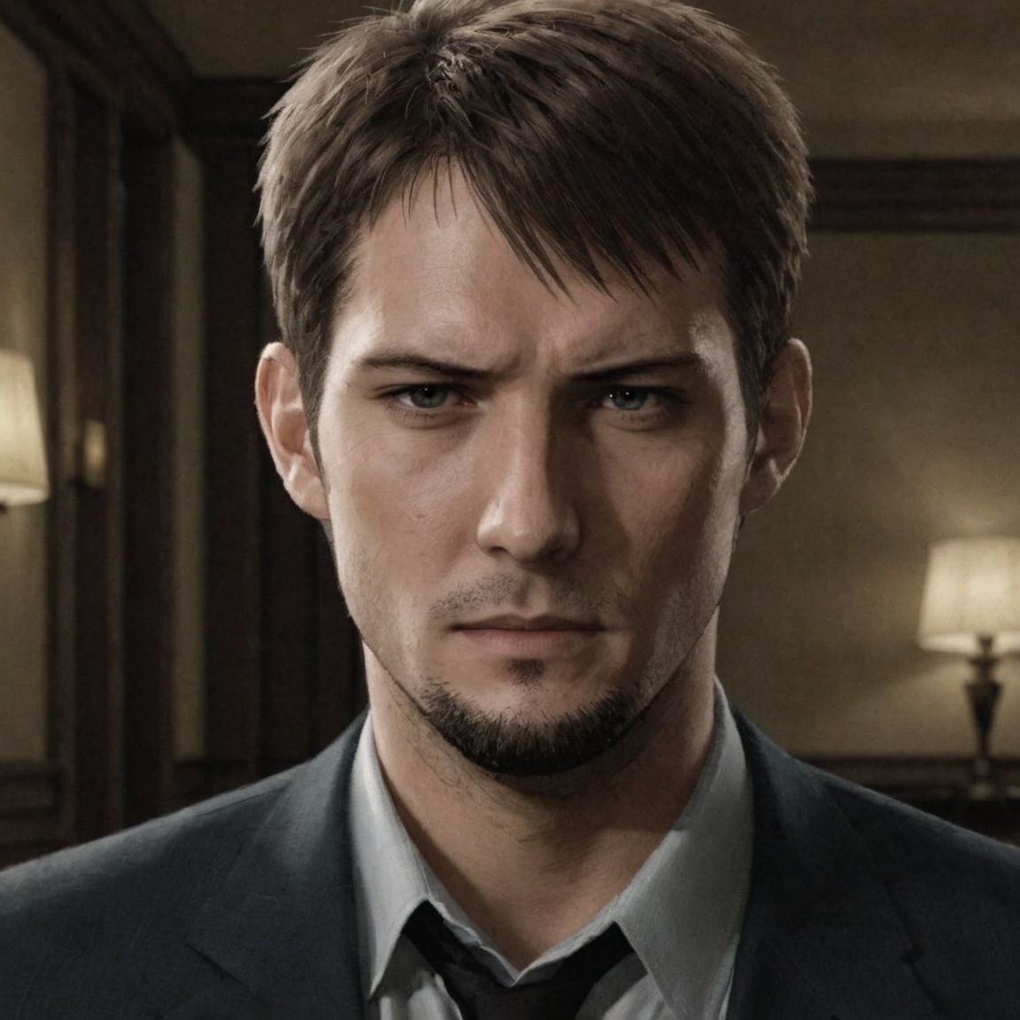 photo of the detective "Kyle Hyde" from Hotel Dusk games,  detective,  film grain on Tensor.Art