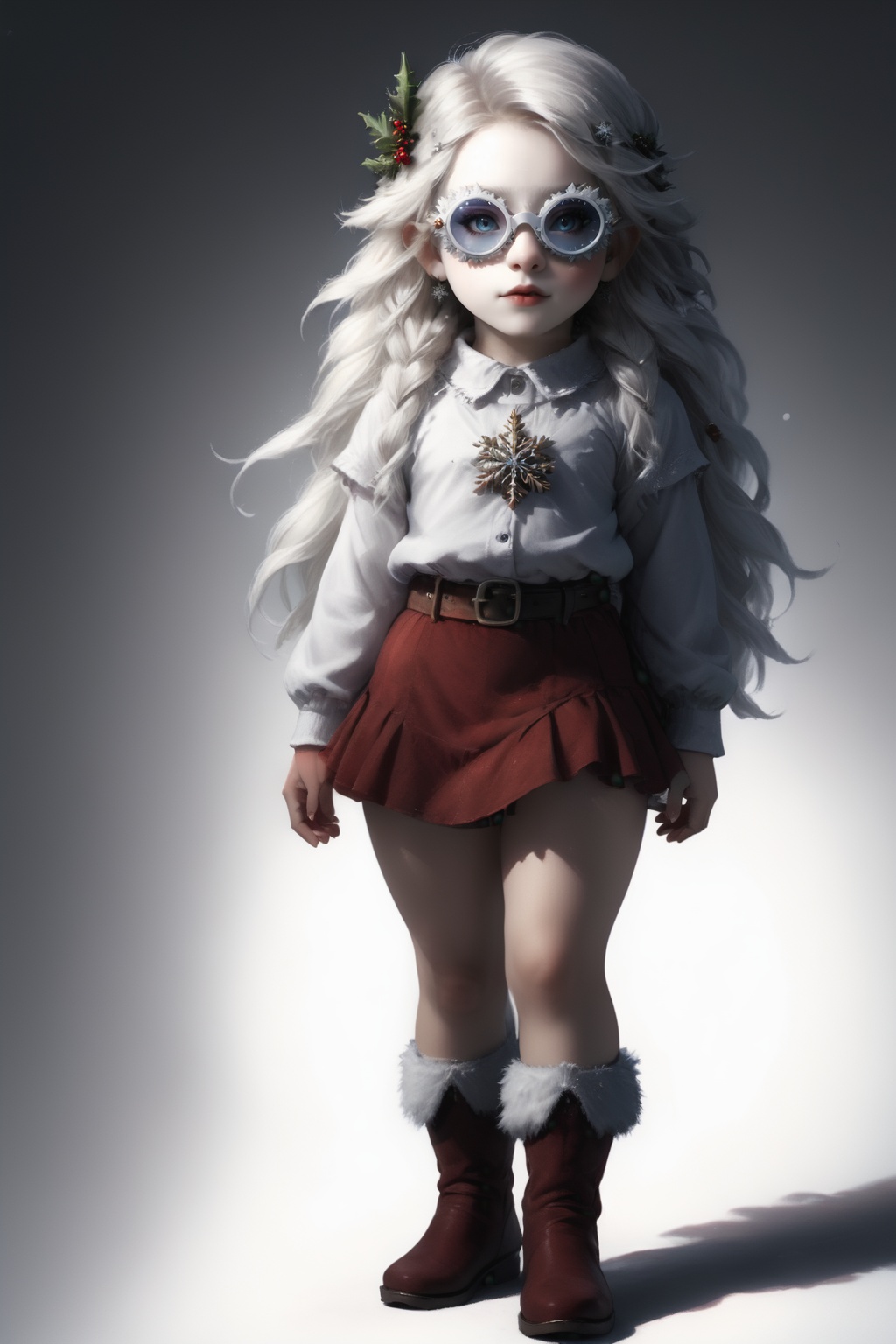portrait of dwarf **** girl with christmas red dwarf clothes,  full shot (FS),  ((full body with legs)) on Tensor.Art