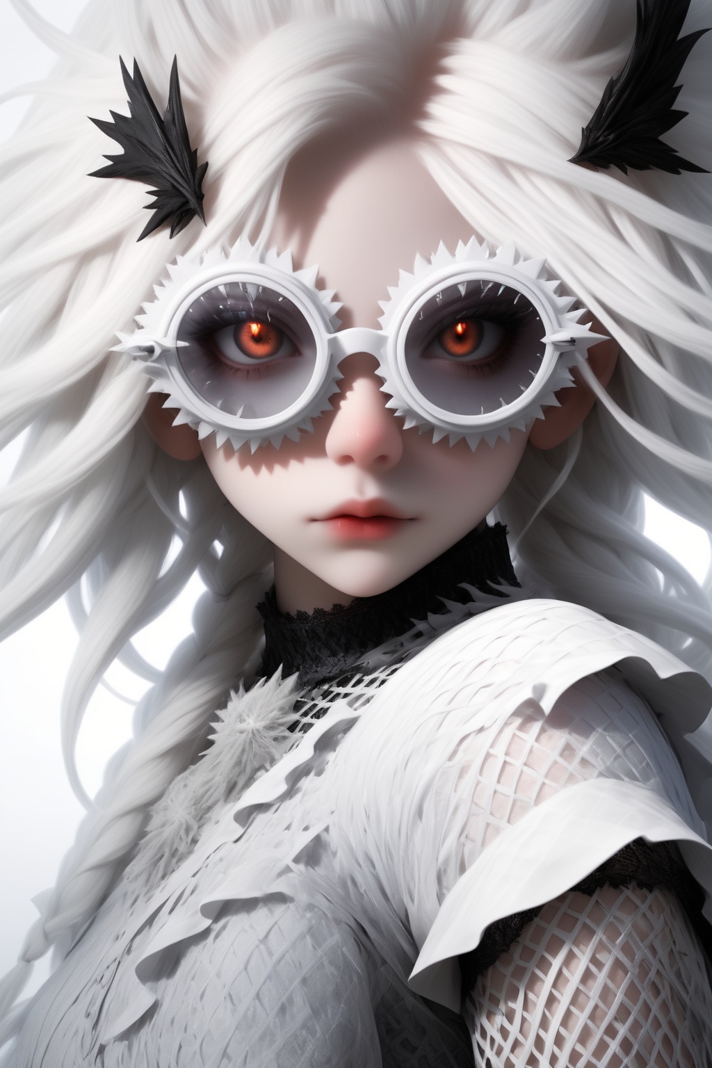 1 girl,  (masterful),  albino demon girl with lethargic sleepy smokey eyes on Tensor.Art
