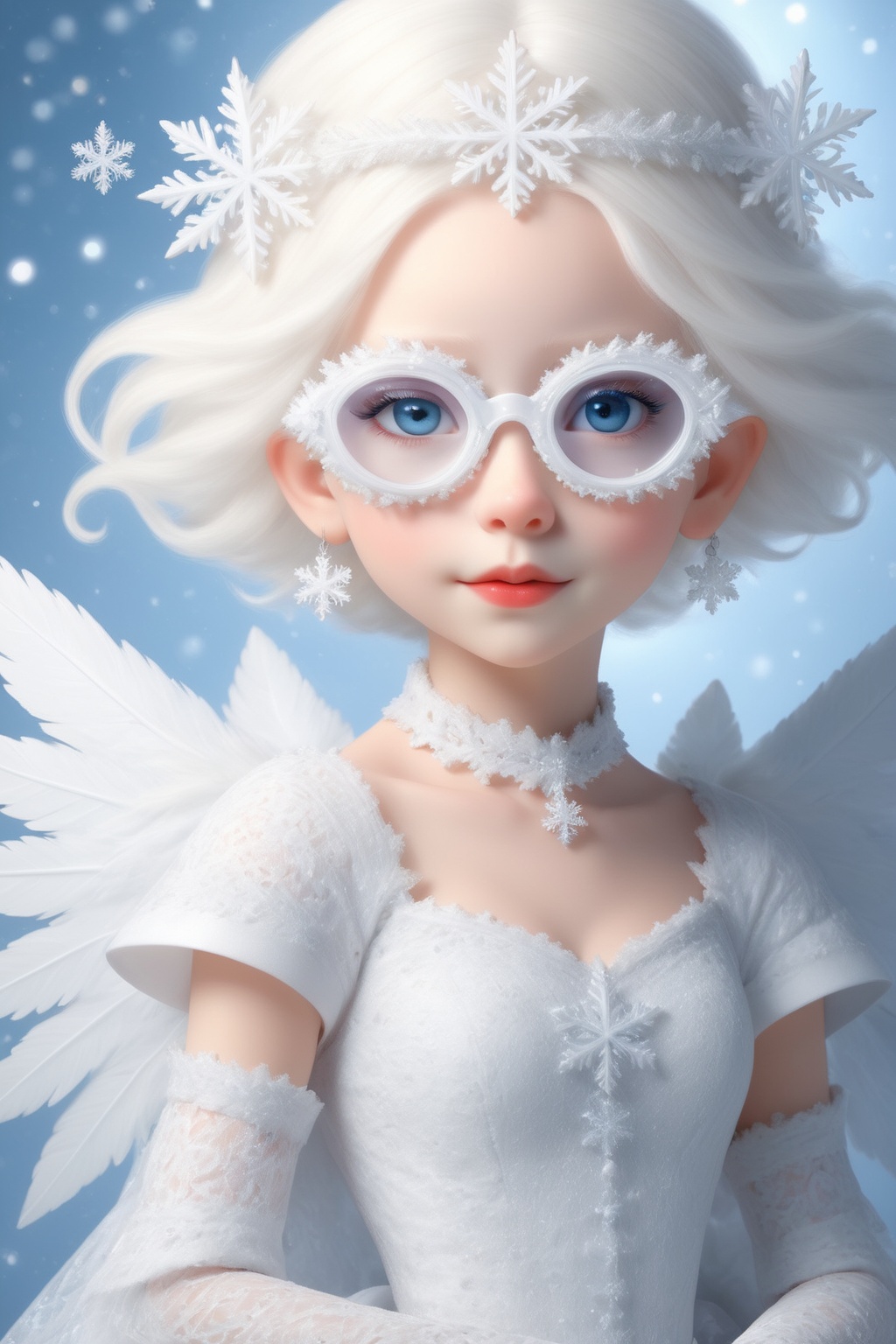 (Photorealistic Stick: 1.2),  Sharp focus,  (wearing snowflake glasses) on Tensor.Art