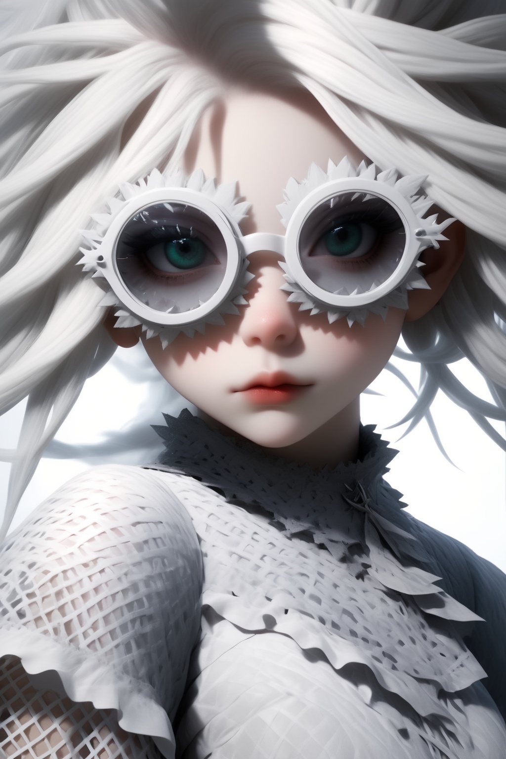 1 girl,  (masterful),  albino demon girl with lethargic sleepy smokey eyes on Tensor.Art