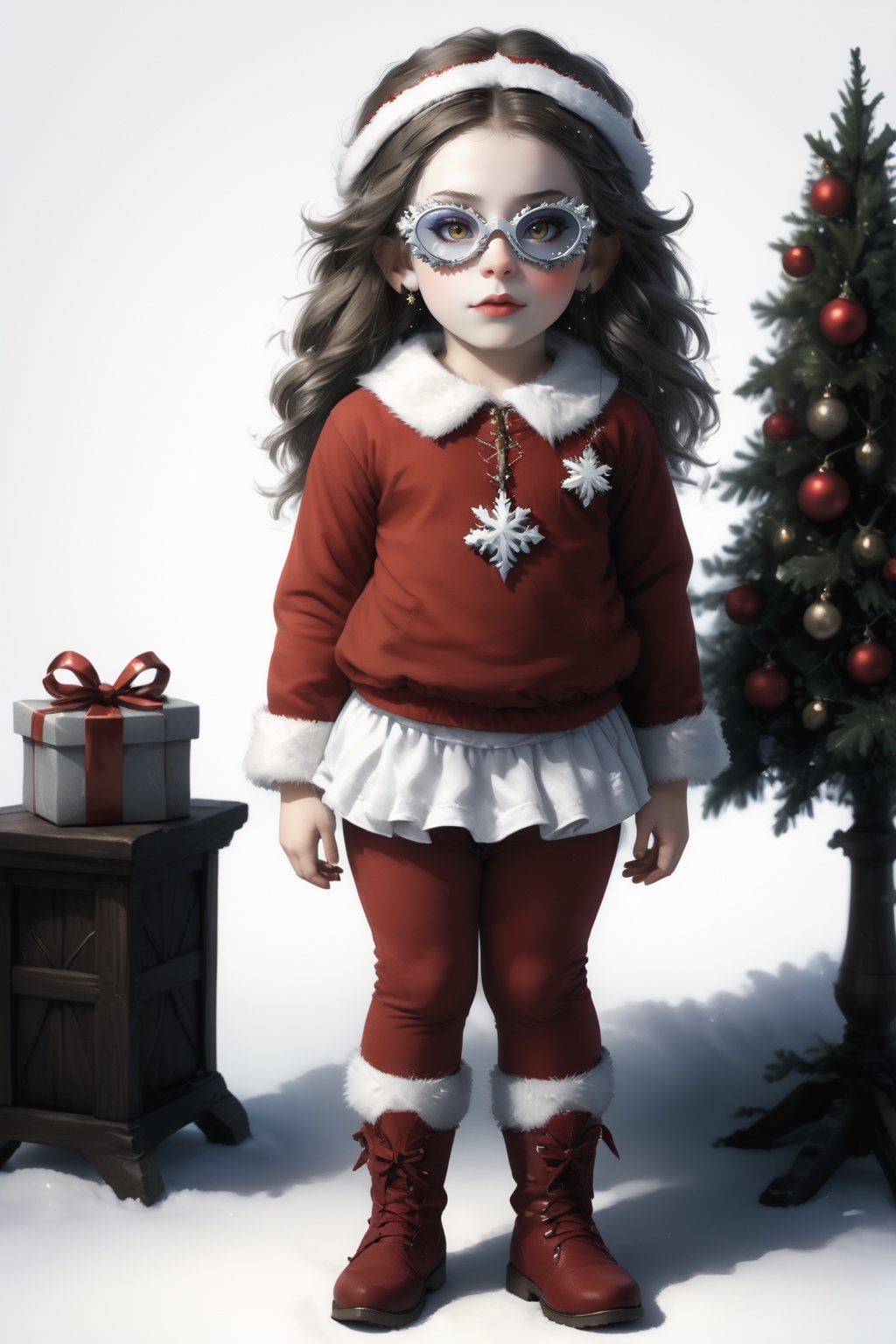 portrait of dwarf **** girl with christmas red dwarf clothes,  full shot (FS),  ((full body with legs)) on Tensor.Art