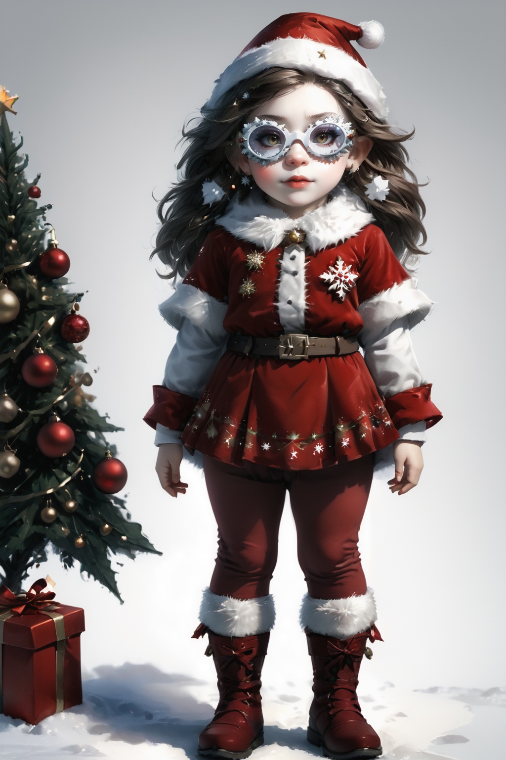 portrait of dwarf **** girl with christmas red dwarf clothes,  full shot (FS),  ((full body with legs)) on Tensor.Art