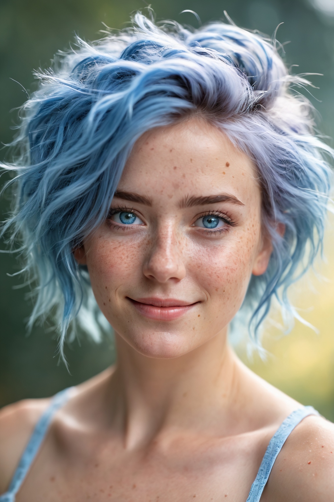 ultra-detailed,  blue messy hair,  light blue eyes on Tensor.Art