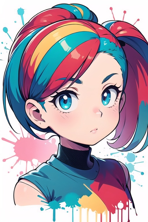 little girl,  colorful,  white background by Oni Toki on Tensor.Art