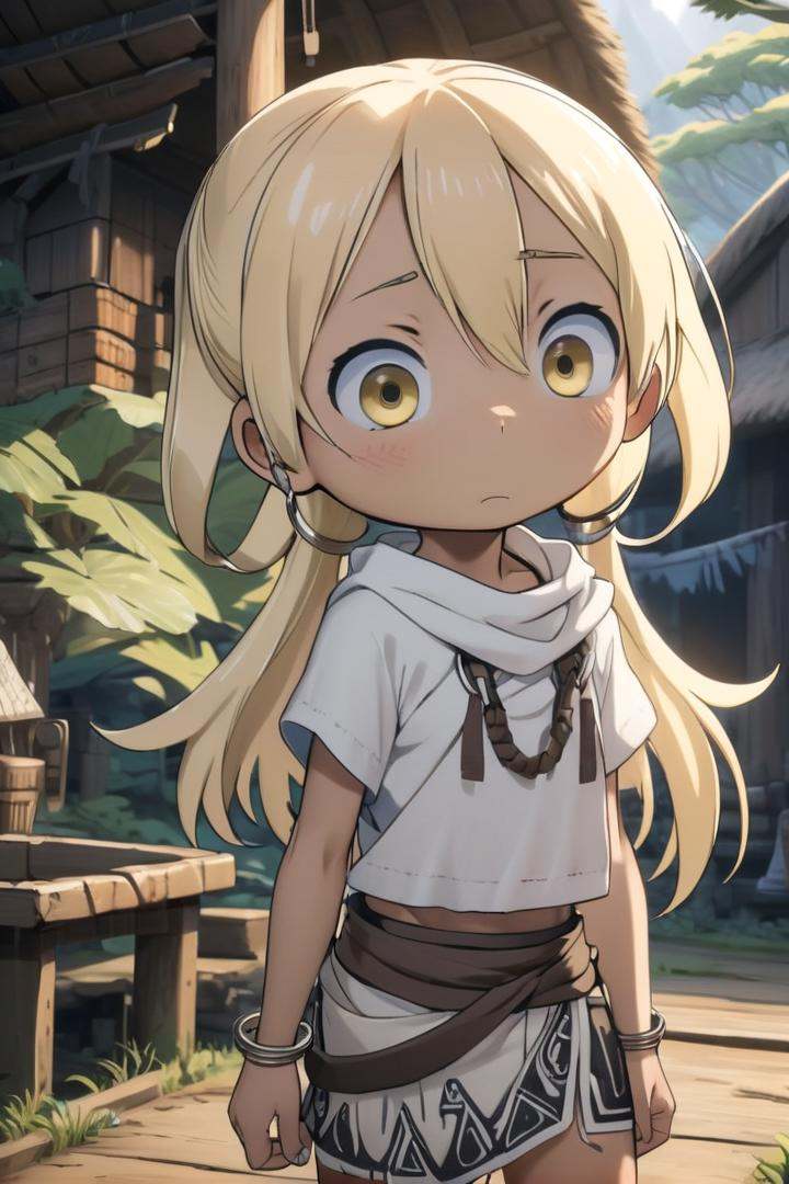 8 year old girl,  mia_irumyuui,  she has (blonde hair).(yellow eye color) on Tensor.Art