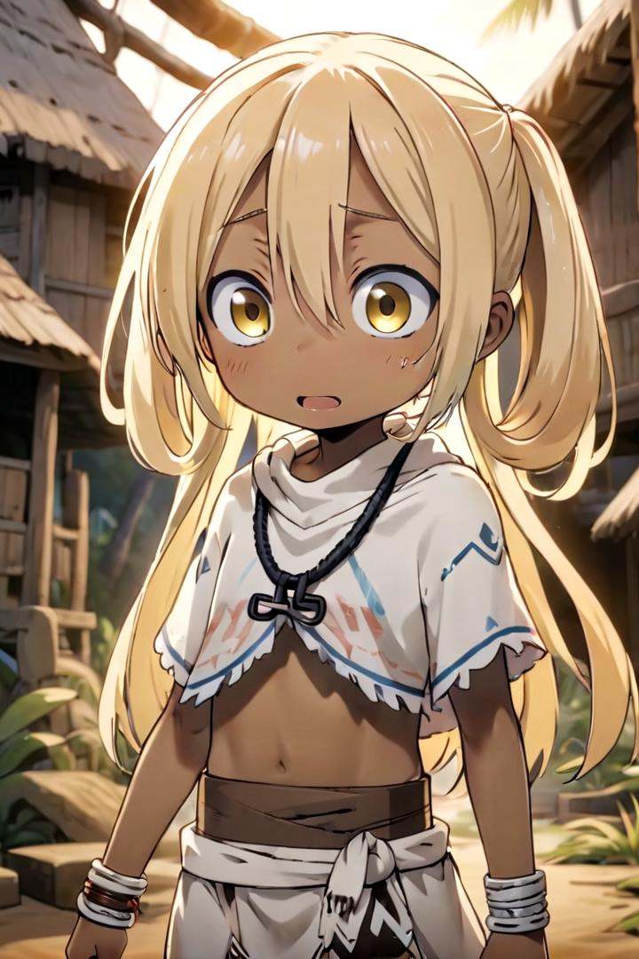 8 year old girl,  mia_irumyuui,  she has (blonde hair).(yellow eye color) on Tensor.Art