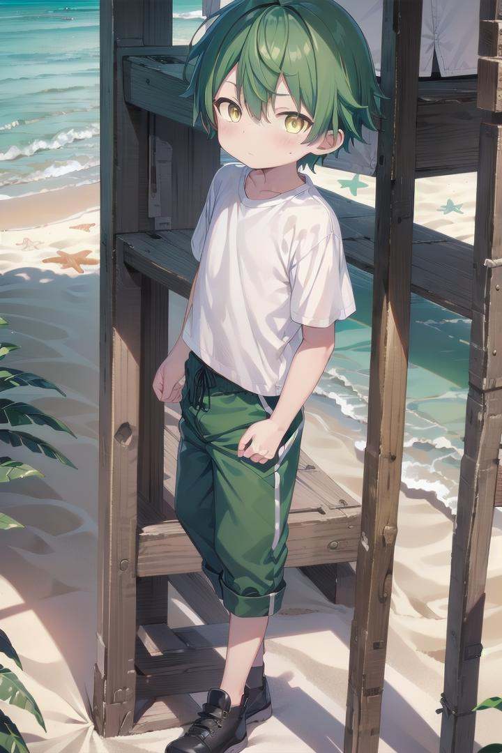 1boy,  nobu,  green hair on Tensor.Art