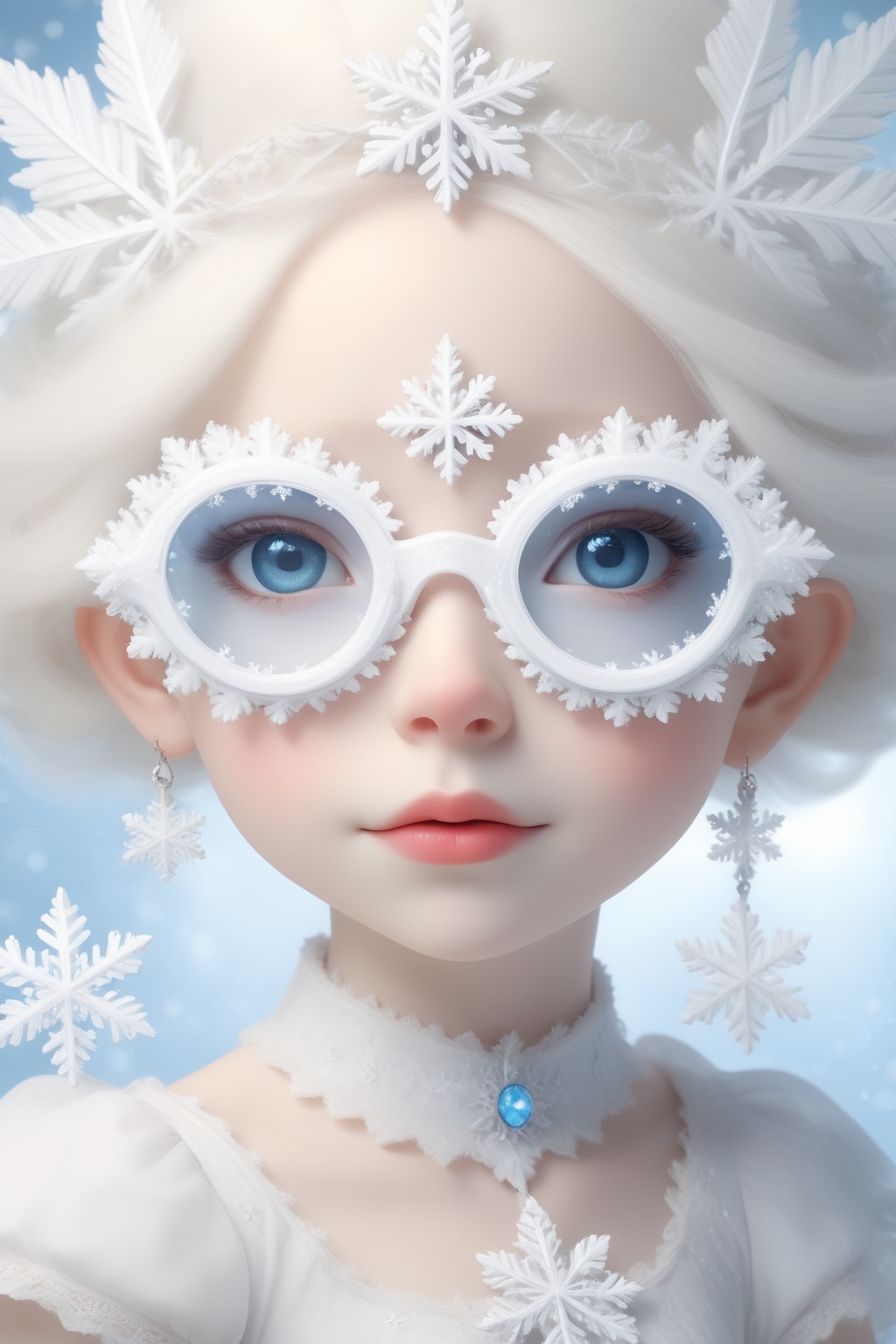 (Photorealistic Stick: 1.2),  Sharp focus,  (wearing snowflake glasses) on Tensor.Art