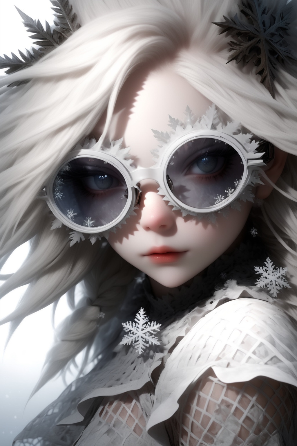1 girl,  (masterful),  albino demon girl with lethargic sleepy smokey eyes on Tensor.Art