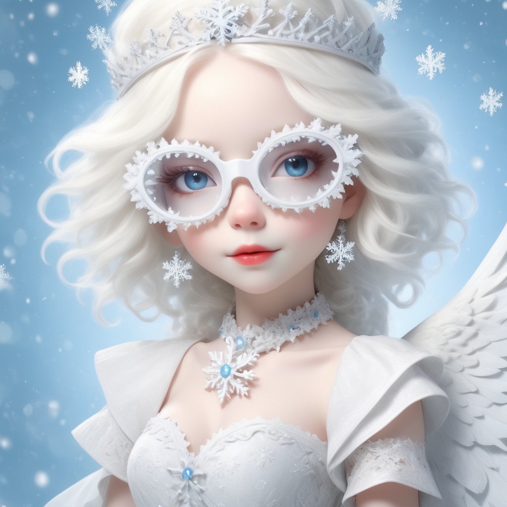 (Photorealistic Stick: 1.2),  Sharp focus,  (wearing snowflake glasses) on Tensor.Art