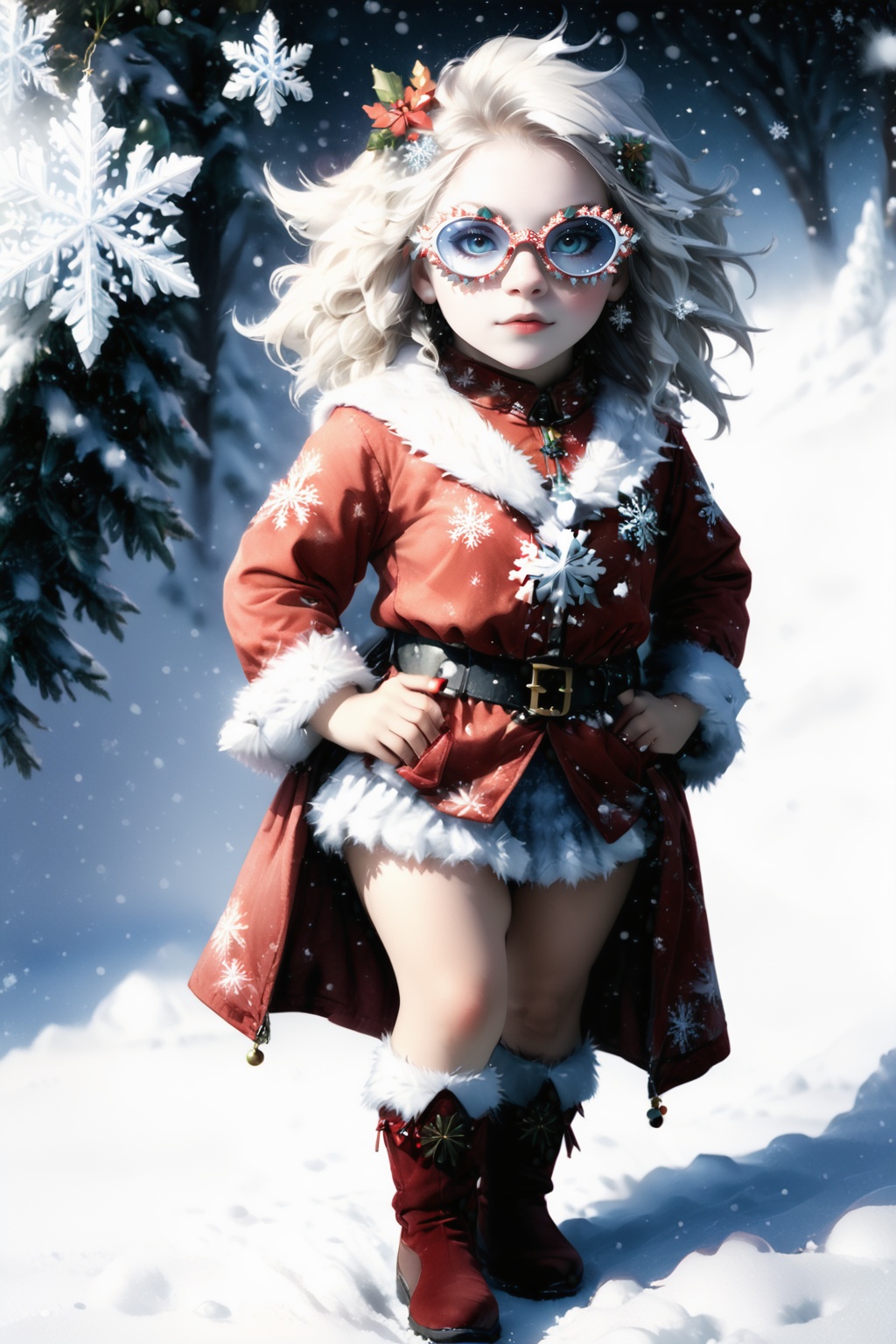 portrait of dwarf **** girl with christmas red dwarf clothes,  full shot (FS),  ((full body with legs)) on Tensor.Art