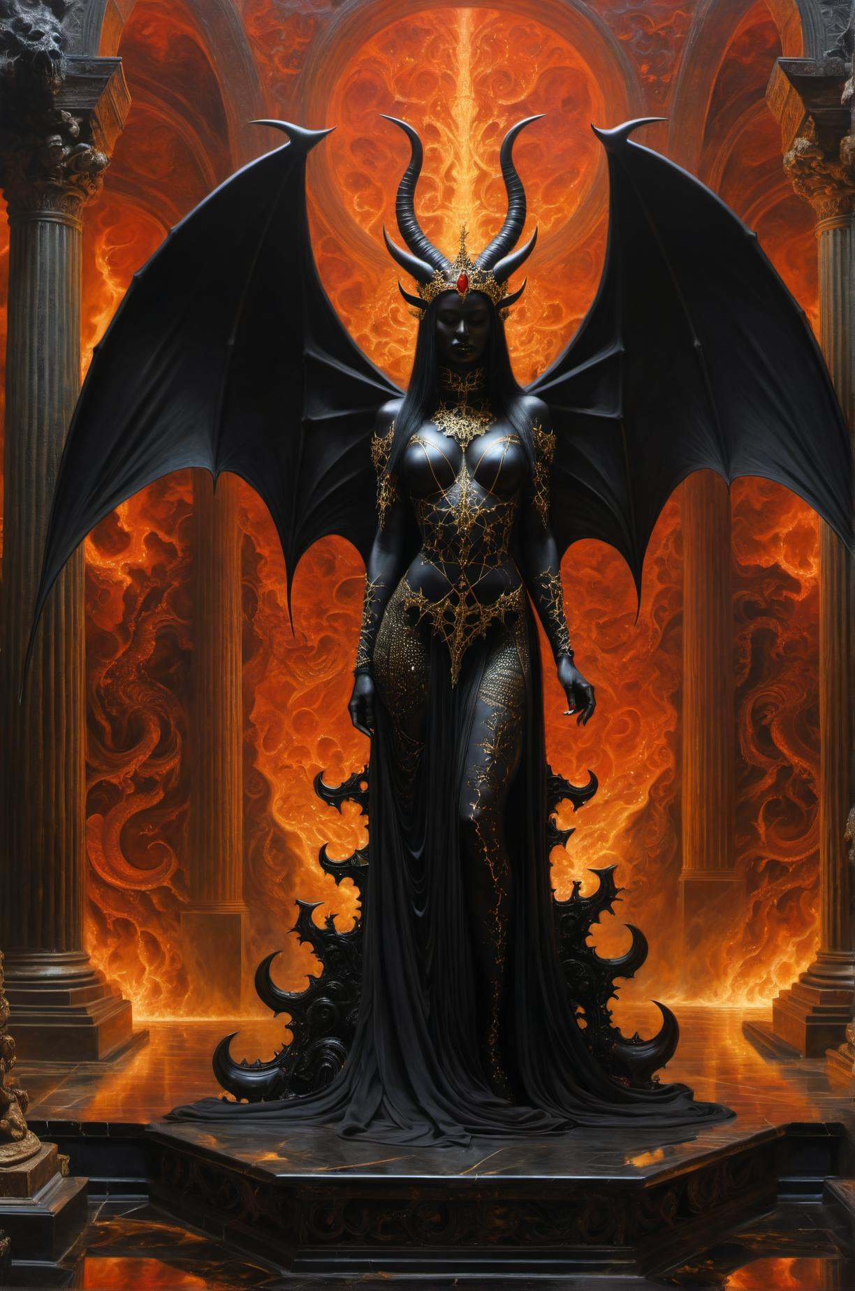 Drawing inspiration from 20th century surrealists like Zdislaw Beksinski,  ((dynamic sexy seductive pose)),  1succubus on...