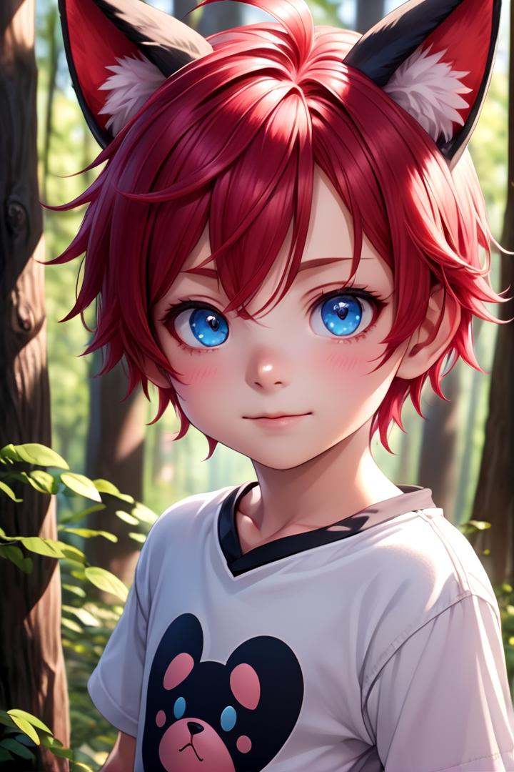 1boy,  aki,  crimson hair on Tensor.Art