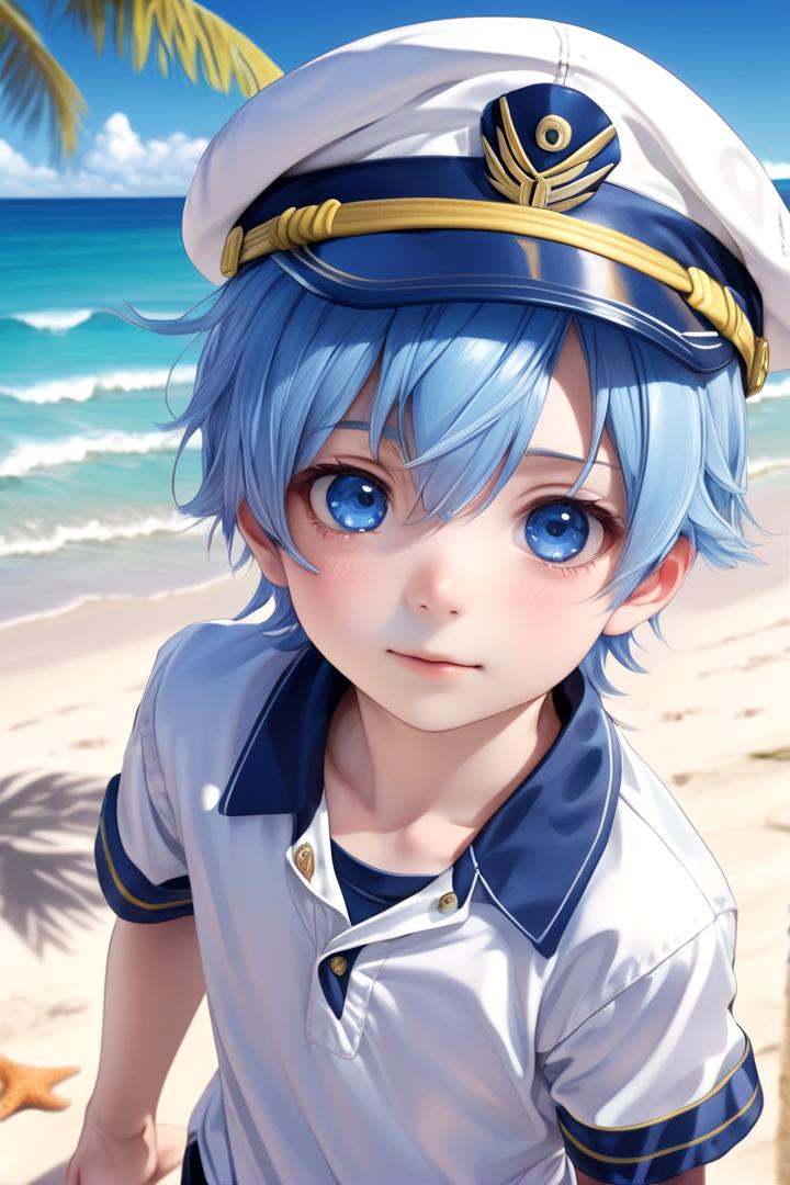 1boy,  aoi ,  blue hair on Tensor.Art