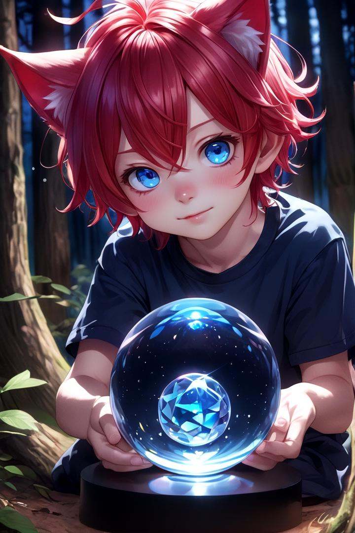 1boy,  aki,  crimson hair on Tensor.Art