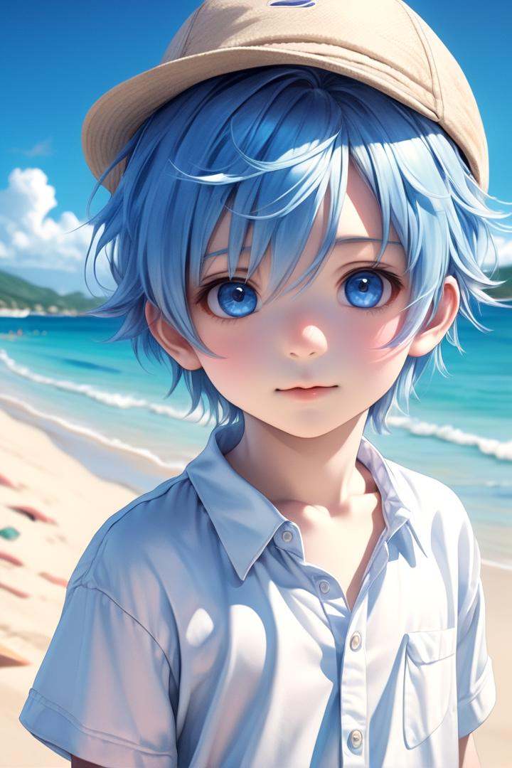 1boy,  aoi ,  blue hair on Tensor.Art