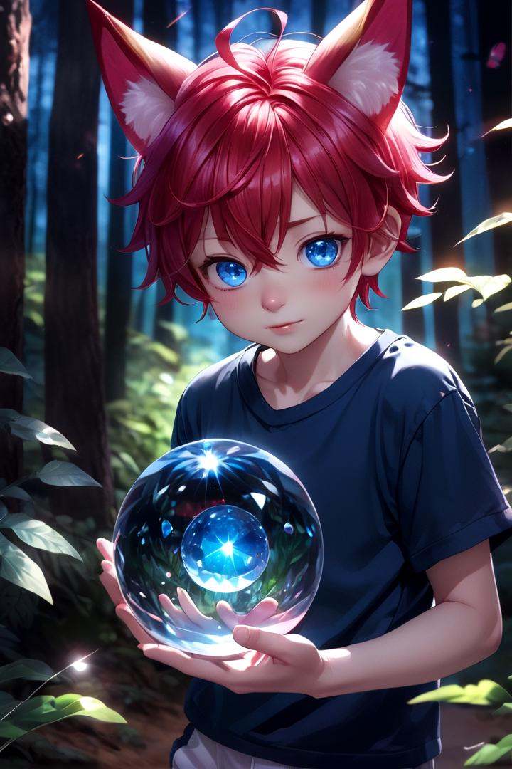 1boy,  aki,  crimson hair on Tensor.Art