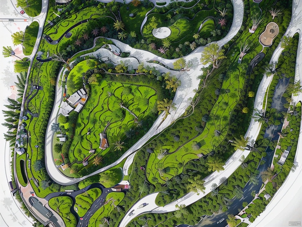  Topview,generaldrawing,masterplan,water,tree,丝路10, Top view,green land,road,丝路