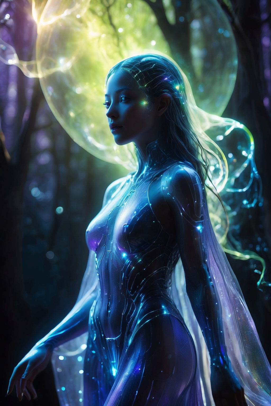 Strong Backlit Particles,  Highly detailed Gaia figure,  translucent effect:2 on Tensor.Art