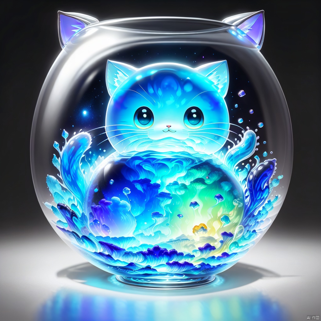  Jelly formed cat,Chinese new year elements,Star（（（masterpiece）））, （（best quality））, （（intricate details））（8k）,linkeasuo,果冻形成的猫,果冻猫