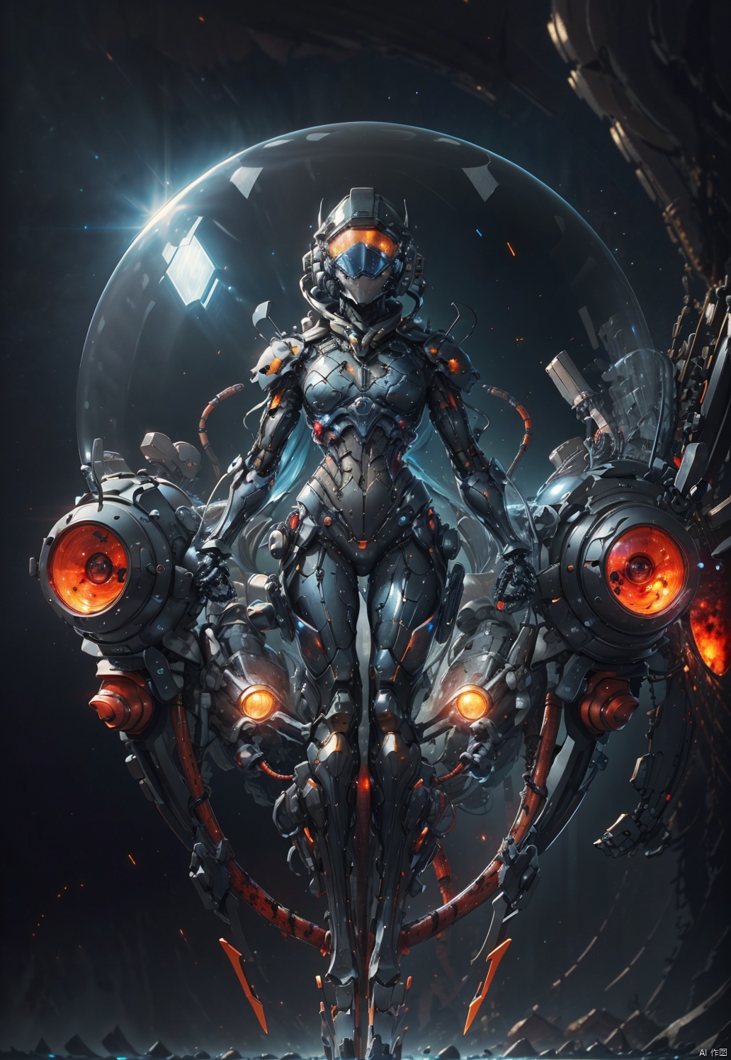 Masterpiece, High Quality, 8K, Cyberpunk Monster Mech (Full Body), Red Eyes, Clear Facial Details, Bright Eyes, Space Background, Detailed Description, Master, Mech Reflection, Advanced Rendering, Transparent Helmet, Flowing Liquid, Liquefied, Sharp, PVC Helmet, Mech Integrated with Body, Clear Body Skeletons, Visceral Blood Flow, Male Body, Exquisite Facial Features, Colorful transparent infusion hose covering the body, (masterpiece), illustrations, best quality, very detailed CG unified 8k wallpaper, very exquisite and beautiful, game_cG, (close-up portrait), background colored graffiti



