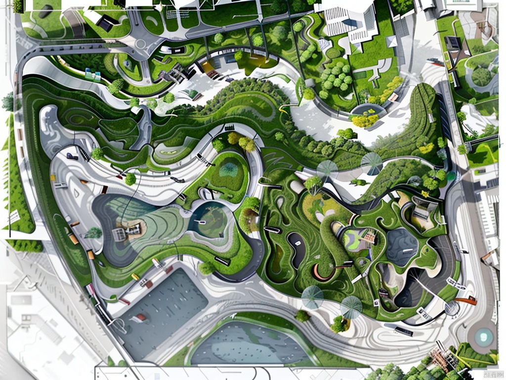  Top view,generaldrawing,masterplan,water,tree,丝路10, Top view,green land，road
