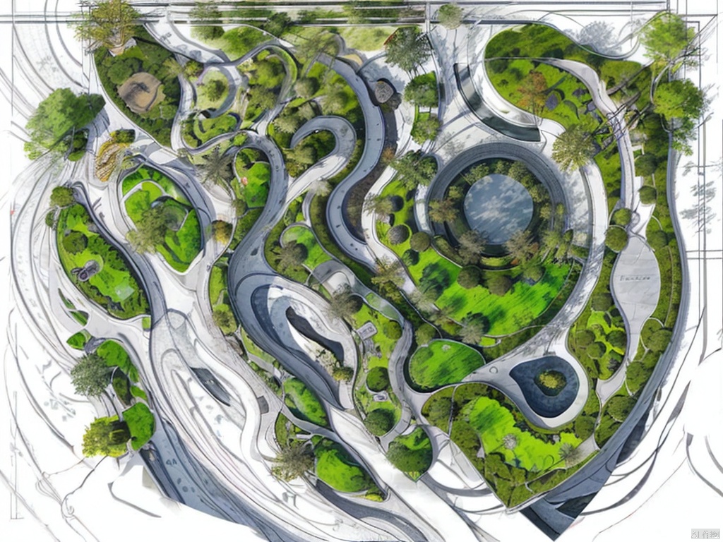  Top view,general drawing,masterplan,water,road,丝路10, Top view
