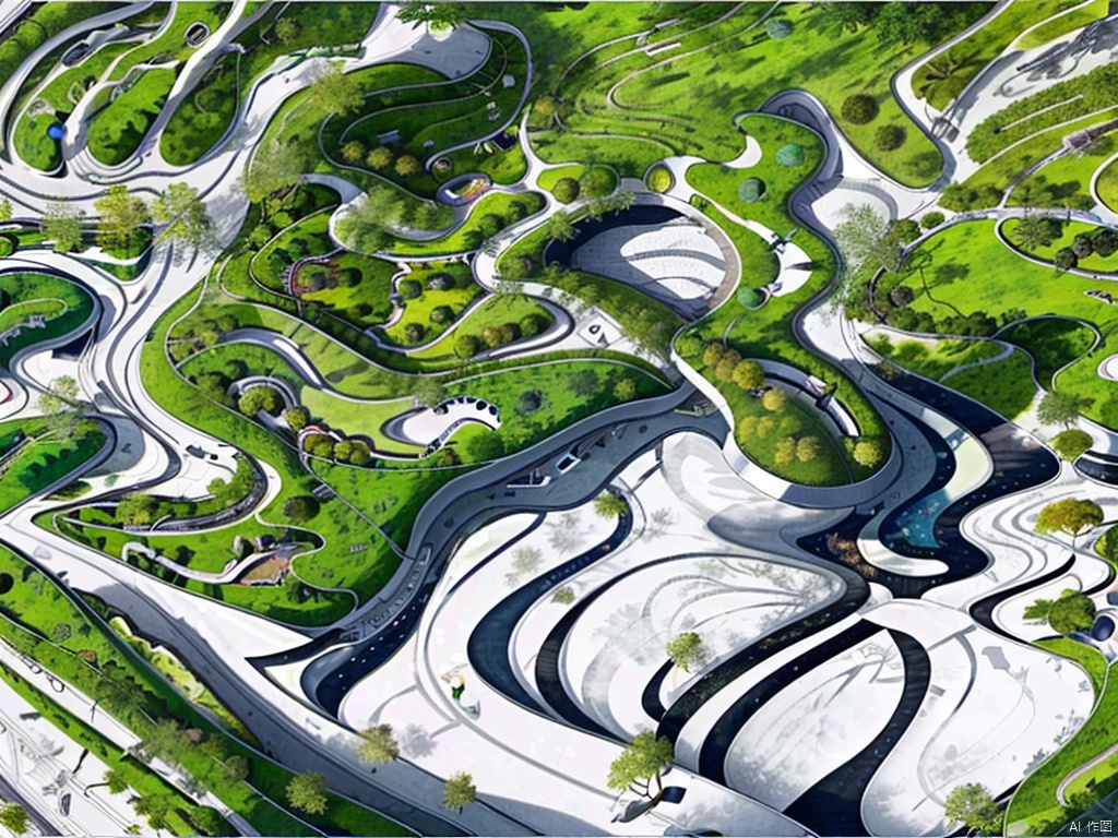  Top view,general drawing,masterplan,water,road,丝路10, Top view