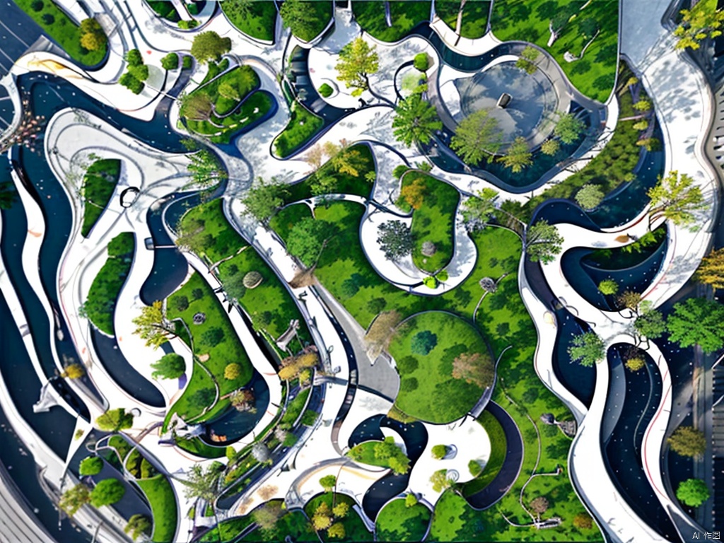  Top view,generaldrawing,masterplan,water,tree,丝路10, Top view,green land，road