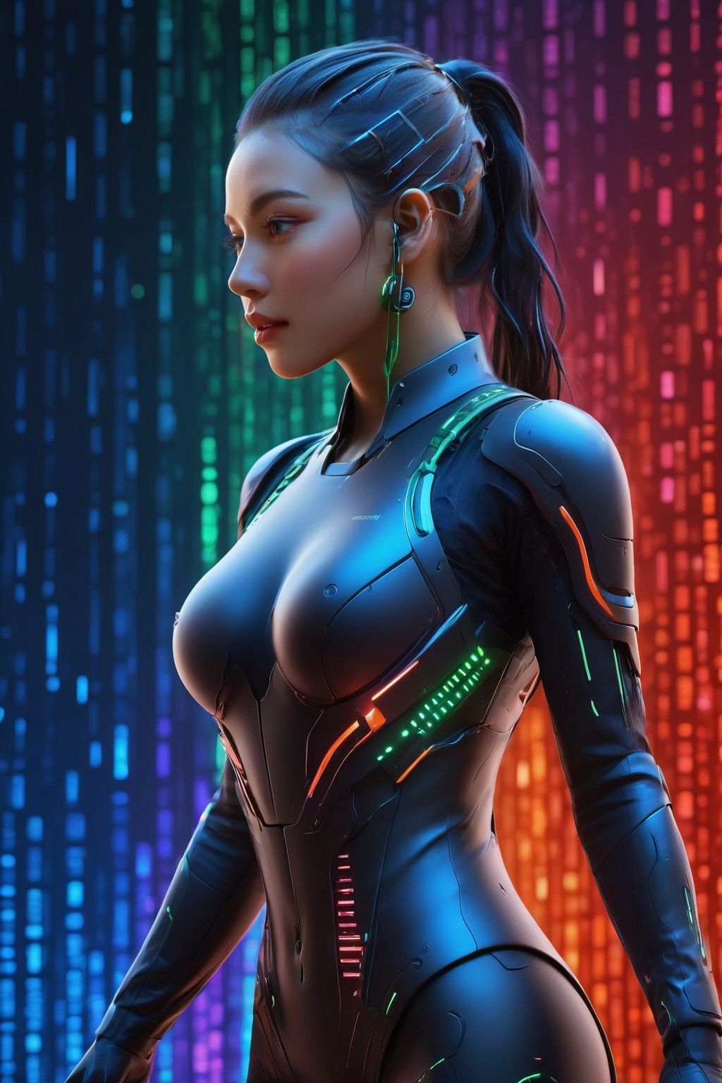High quality,  8K Ultra HD,  vibrant canvas with colorful binary code cascade on Tensor.Art
