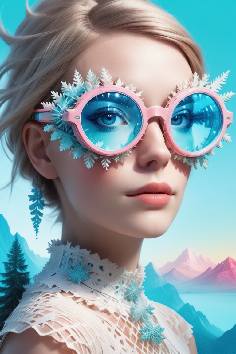 Create innovative mixed media style digital art combining elements of photography,  3D,  glitch art on Tensor.Art