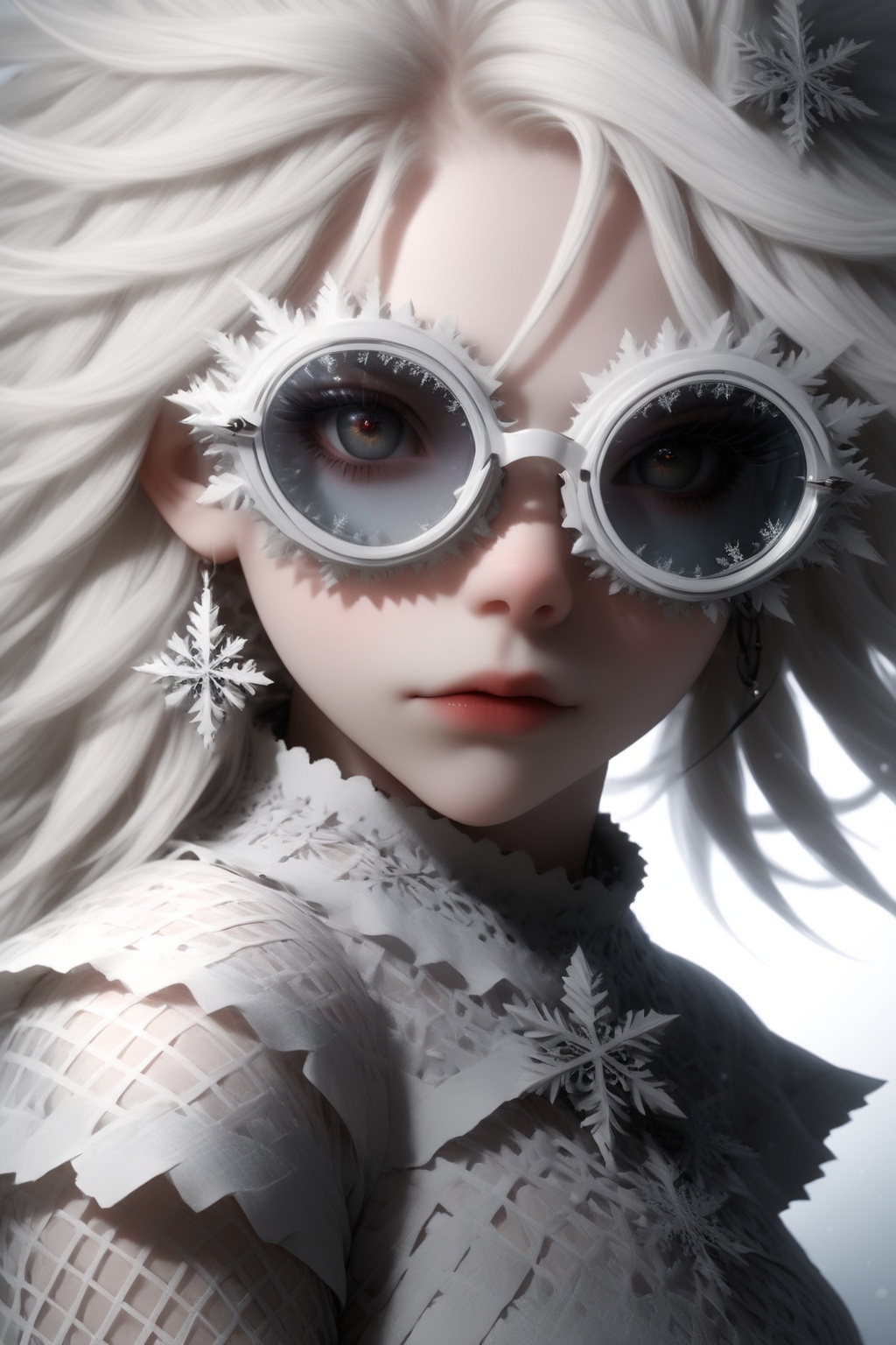 1 girl,  (masterful),  albino demon girl with lethargic sleepy smokey eyes on Tensor.Art